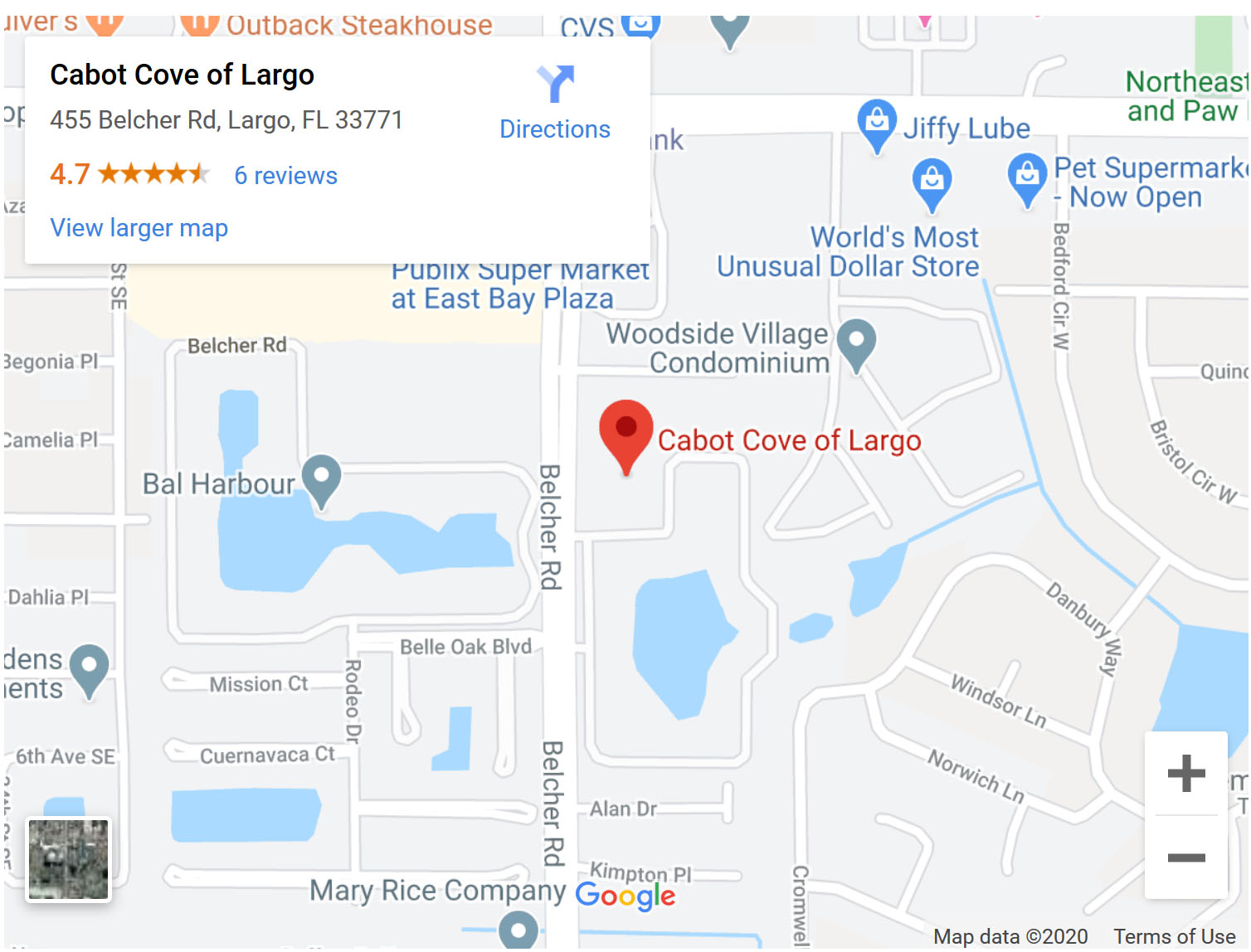 Assisted Living Cabot Cove of Largo Location Map