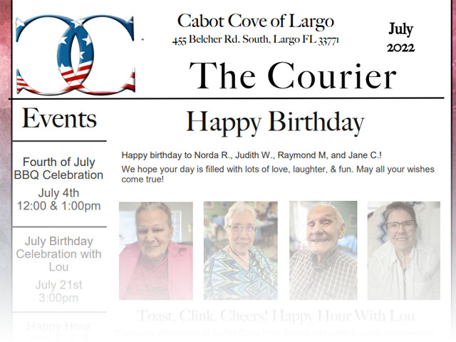 Cabot Cove of Largo Assisted Living & Integrated Memory Care Newsletter July 2022