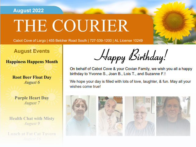 Assisted Living & Integrated Memory Care August Newsletter