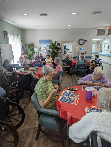 senior residents playing bingo