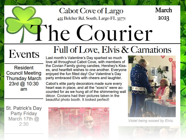 Assisted Living Newsletter March 2023 Cabot Cove of Largo