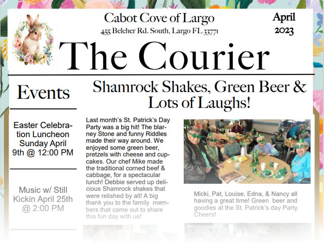 Cabot Cove of Largo Assisted Living newsletter april 2023