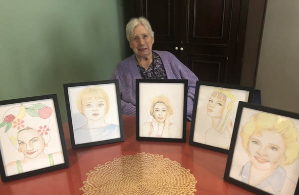 assisted living resident Judy and her artworks