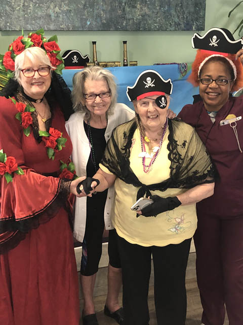 assisted living seniors dressed as pirates
