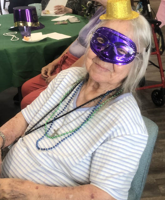 assisted living resident celebrating