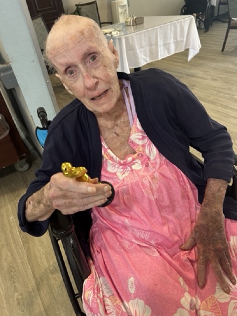 assisted living resident smiling